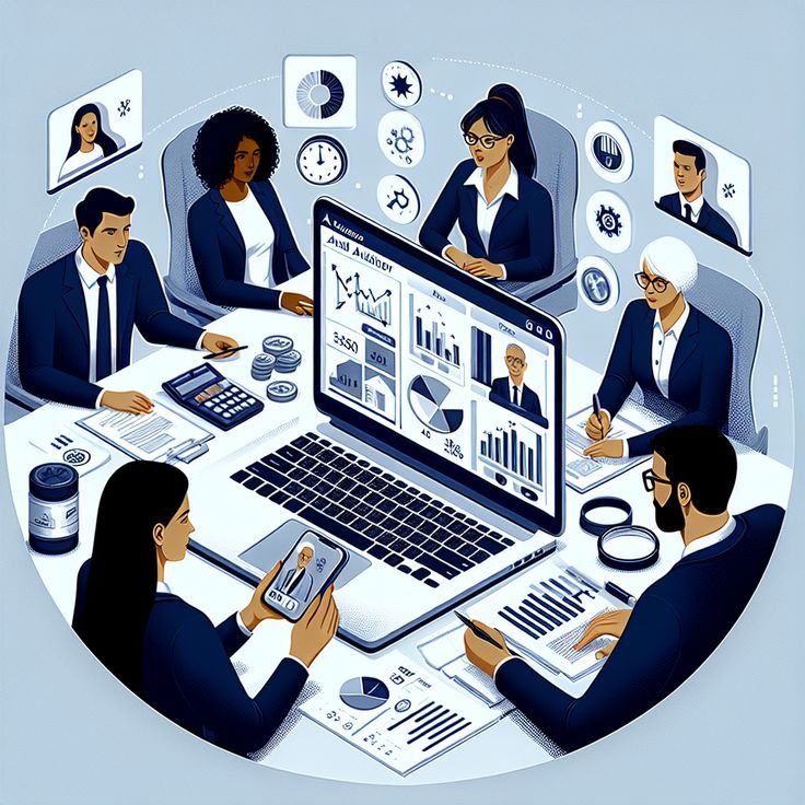 Diagram illustrating the sequential stages of an online workplace audit process